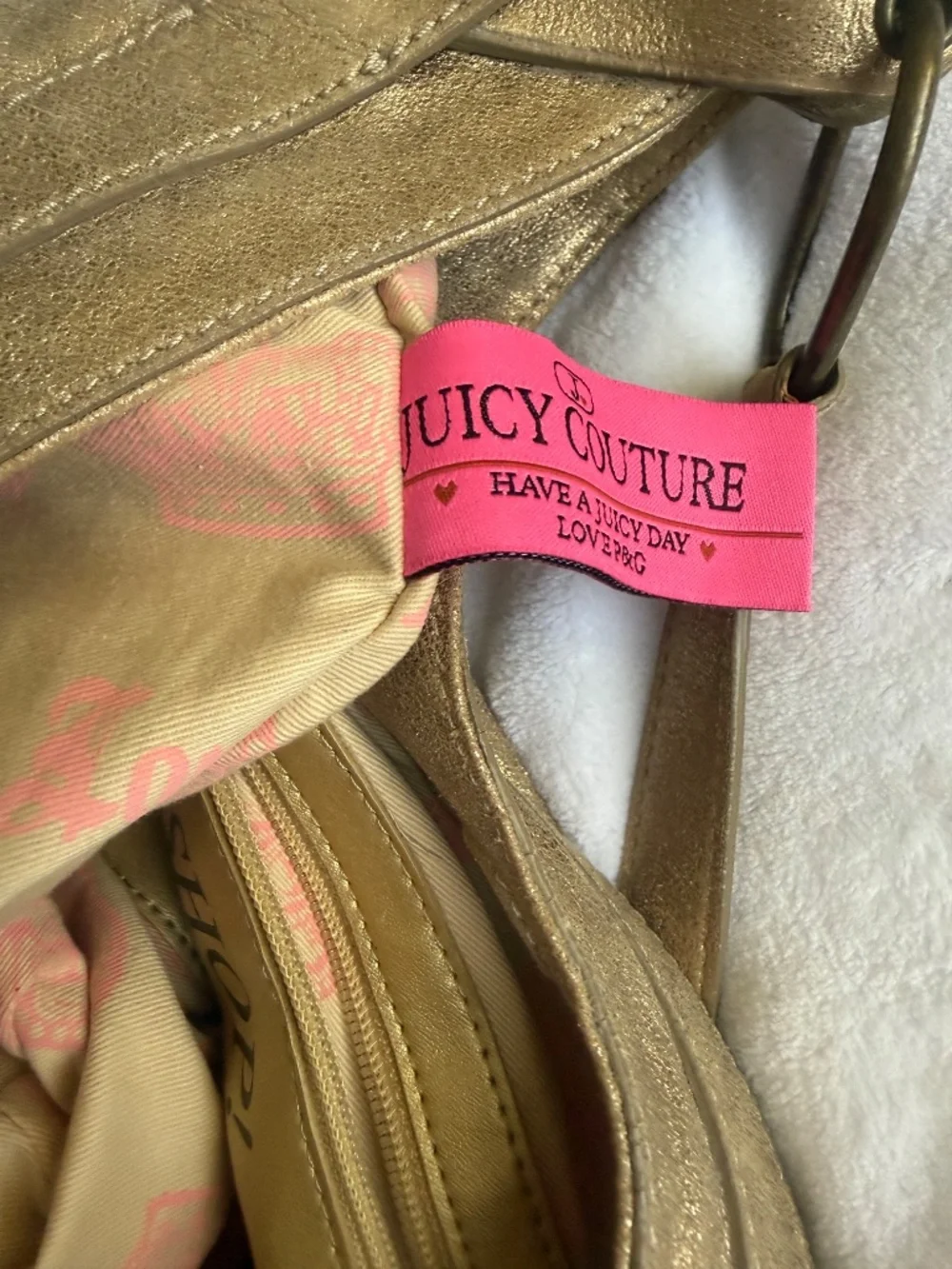 Juicy Couture Hobo Bag Gold Metalic Leather Originally $325